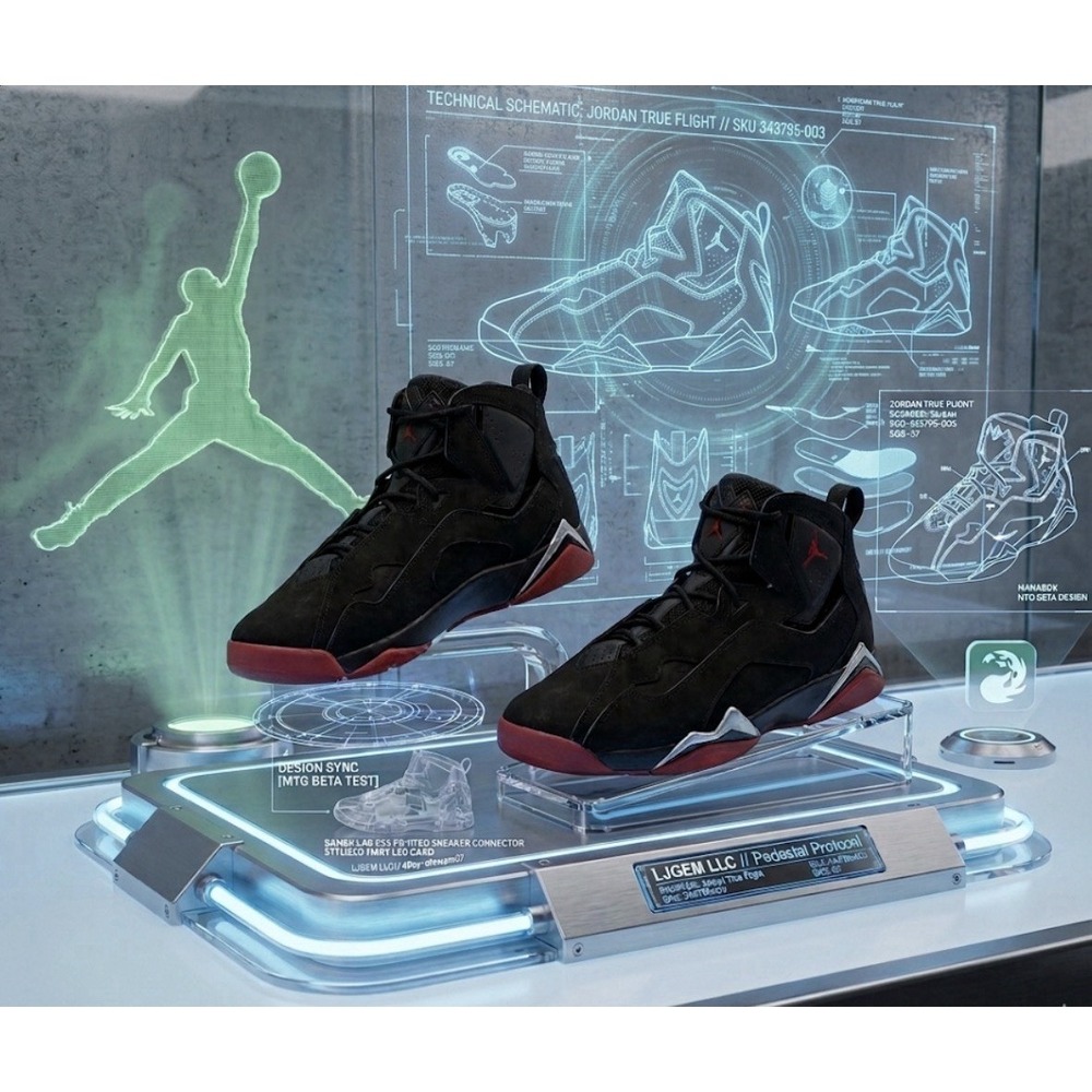 Jordan True Flight Black Gym Red Metallic Silver 343795-003 6Y